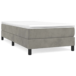 vidaXL Sommier à lattes de lit et matelas Gris clair 100x200cm Velours