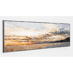 Pegane Tableau peinture à l'huile sur toile, peinte à la main avec cadre en bois noir - Longueur 180 x Profondeur 3.5 x Hauteur 50 cm