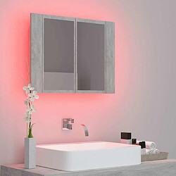 Acheter Maison Chic Armoire de salle de bain,Meuble de rangement,Meuble haut à miroir LED Gris béton Acrylique -GKD735415