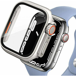 TECH PROTECT Defense360 Coque de protection avec film de protection d'écran 360° Protection intégrale ultra fine Compatible avec Apple Watch 7/8 45 mm Titanium/Orange