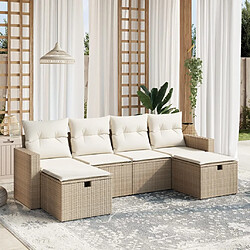 vidaXL Salon de jardin avec coussins 6 pcs beige résine tressée