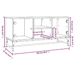 vidaXL Meuble TV avec portes en verre gris béton 102x37x50 cm pas cher