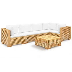 Maison Chic Salon de jardin 6 pcs + coussins - Mobilier/Meubles de jardin - Table et chaises d'extérieur Bois de teck solide -MN61129