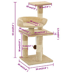 vidaXL Arbre à chat avec griffoirs en sisal 65 cm Beige pas cher