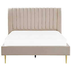 Acheter Beliani Lit double en velours beige 140 x 200 cm MARVILLE