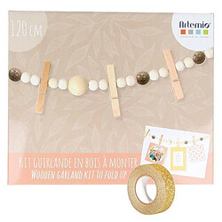 Youdoit Coffret DIY décorations de Noël & Guirlande bois + masking tape doré à paillettes 5 m