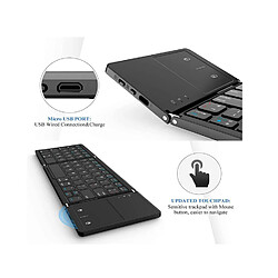 Chrono Clavier, clavier pliable avec connexion filaire USB et Bluetooth, clavier pliable rechargeable portable mince silencieux UK Layout (noir) pas cher