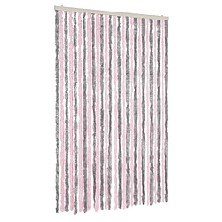 vidaXL Rideau anti-mouches gris argenté et rose 118x220 cm chenille