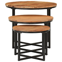 Avis Maison Chic Lot de 3 Tables basses gigognes pour salon | Table à café bois massif d'acacia et fer -GKD38424