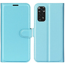 Etui en PU texture litchi, fermeture aimantée avec support bleu pour votre Xiaomi Redmi Note 11 4G (Qualcomm)/Redmi Note 11S 4G