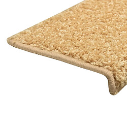 Decoshop26 Tapis d'escalier 15 pièces 65x25 cm Beige DEC023820 pas cher