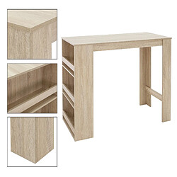 Avis Table de bar avec étagcre r 3 niveaux 117x106x57 cm Chene Sonoma en bois ML-Design