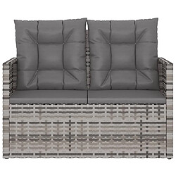 Helloshop26 Banc de jardin meuble de patio d'extérieur terrasse avec coussins gris 105 x 56 x 75 cm résine tressée 02_0011631