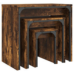 Acheter Maison Chic Lot de 3 Tables basses gigognes pour salon | Table à café chêne fumé bois d'ingénierie -GKD71591