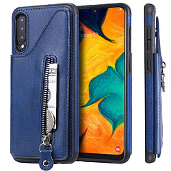 Wewoo Housse Coque Pour Galaxy A50 étui de protection antichoc à double boucle de couleur unie bleu