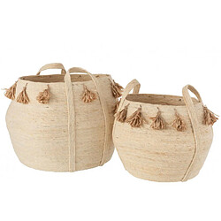 Dansmamaison Set De 2 Panier Boule Floches Ma•s Marron Clair/Naturel