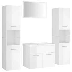 ComfortXL Ensemble De Meubles De Salle De Bain Blanc Brillant Aggloméré