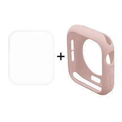 Wewoo Boitier 2 en 1 Coquille de protection semi-plaquée + Film incurvée 3D plein écran PET incurvé par la chaleur pour Apple Watch série 4 44 mm (rose)