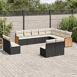 Maison Chic Salon de jardin 12 pcs avec coussins | Ensemble de Table et chaises | Mobilier d'Extérieur noir résine tressée -GKD28657