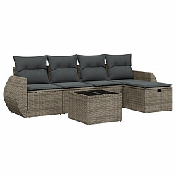 vidaXL Salon de jardin 6 pcs avec coussins gris résine tressée