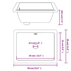 vidaXL Évier salle de bain blanc 39x30x18,5 cm rectangulaire céramique pas cher