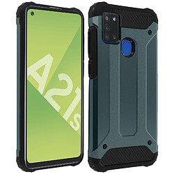 Avizar Coque Galaxy A21s Protection Bi-matière Design Relief Antichute bleu nuit