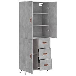 Avis vidaXL Buffet haut Gris béton 69,5x34x180 cm Bois d'ingénierie