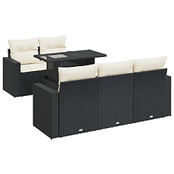 vidaXL Salon de jardin 6 pcs avec coussins noir résine tressée