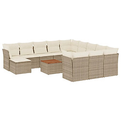 Maison Chic Salon de jardin avec coussins 13 pcs, Ensemble Tables et chaises de jardin, beige résine tressée -GKD263623