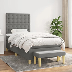 Maison Chic Lit Adulte - Lit simple Lit à sommier tapissier avec matelas moelleux - Meuble de Chambre - Gris foncé 100x200cm Tissu -MN24729