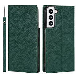 Etui en PU texture litchi vert pour votre Samsung Galaxy S22 5G