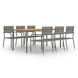 Salle à dîner de jardin 7 pcs,Table et chaise à manger Résine tressée Anthracite -MN94037