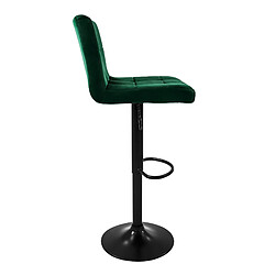 Avis Tabouret de bar, lot de 2, vert, recouvert de velours, avec dossier et repose-pieds réglable en hauteur 63-83cm ML-Design