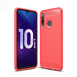 Wewoo Coque TPU en fibre de carbone à texture brossée pour Huawei Honor 10i rouge