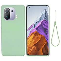 Coque en silicone Liquide avec sangle pratique souple vert pour votre Xiaomi Mi 11 Pro