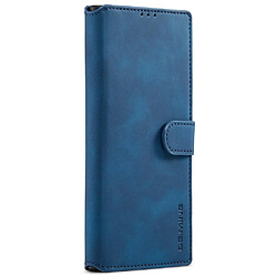 Etui en PU DG.MING style rétro, anti-rayures avec support bleu pour votre Samsung Galaxy S22 Ultra 5G