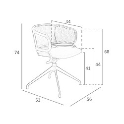 Angel Cerda Chaise pivotante en velours brun et rotin pas cher