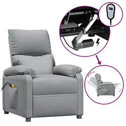 vidaXL Fauteuil électrique de massage Gris clair Tissu