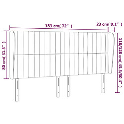 Acheter vidaXL Tête de lit avec oreilles Gris foncé 183x23x118/128 cm Tissu