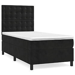 vidaXL Sommier à lattes de lit avec matelas Noir 100x200 cm Velours