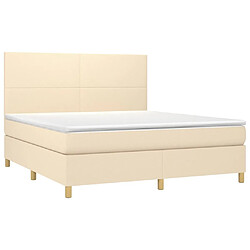 Avis Maison Chic Lit adulte- Lit + matelas,Sommier à lattes de lit et matelas et LED Crème 180x200cm Tissu -GKD31374