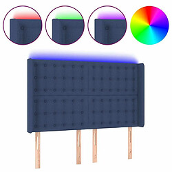 Maison Chic Tête de lit scandinave à LED,meuble de chambre Bleu 147x16x118/128 cm Tissu -MN18462