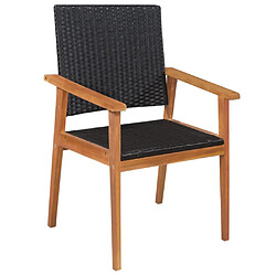 Maison Chic Mobilier à dîner 5 pcs de jardin - Ensemble table et chaises d'extérieur - Salon/Mobilier de jardin classique Résine tressée Noir et marron -MN80737