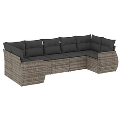 vidaXL Salon de jardin avec coussins 7 pcs gris résine tressée