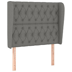 Maison Chic Tête de lit scandinave avec oreilles,meuble de chambre Gris foncé 93x23x118/128 cm Tissu -MN60398