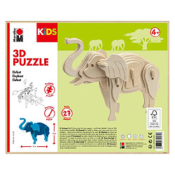 Marabu 0317000000024 Kids 3D Puzzle en Bois éléphant 27 pièces, env. 16 x 13 cm, Marron