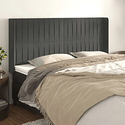 Maison Chic Tête de lit scandinave avec oreilles,meuble de chambre Gris foncé 163x16x118/128 cm Velours -MN56953