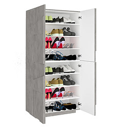 Acheter Alter Étagère à chaussures moderne, Made in Italy, avec 4 portes battantes, Étagère à chaussures d'entrée, Meuble polyvalent, 81x38h167cm, Couleur Gris ardoise