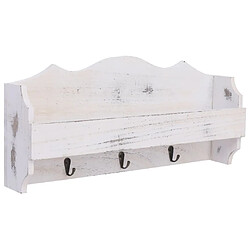 Decoshop26 Porte-manteau mural Blanc 50x10x23 cm Bois DEC024210