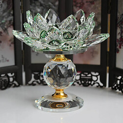 Acheter Cristal Lotus Flower Candle Titulaire Photophore Titulaire Home Decor Jaune et Vert